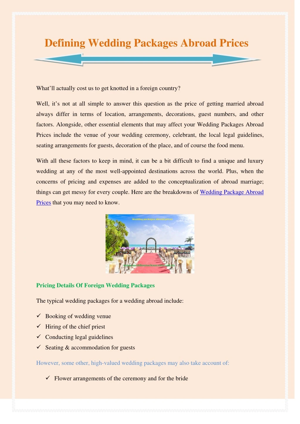 defining wedding packages abroad prices