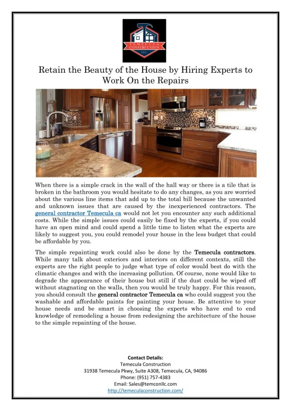 Retain the Beauty of the House by Hiring Experts to Work On the Repairs