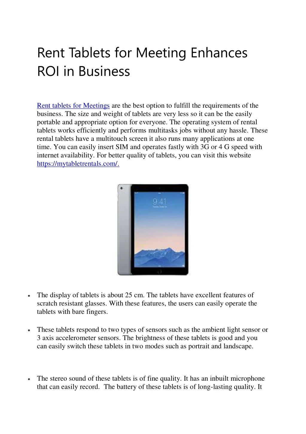 rent tablets for meeting enhances roi in business