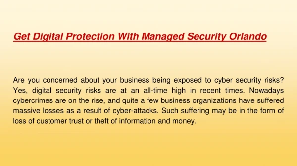 Get Digital Protection With Managed Security Orlando