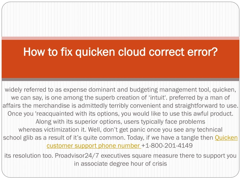 how to fix quicken cloud correct error
