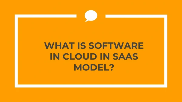 What is Software in Cloud in SAAS MODEL?