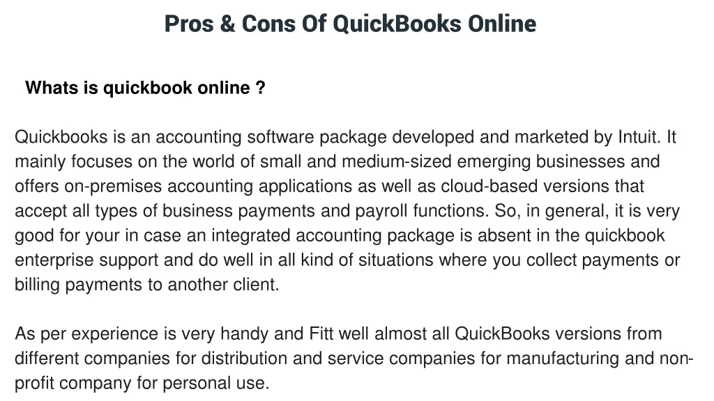 pros cons of quickbooks online
