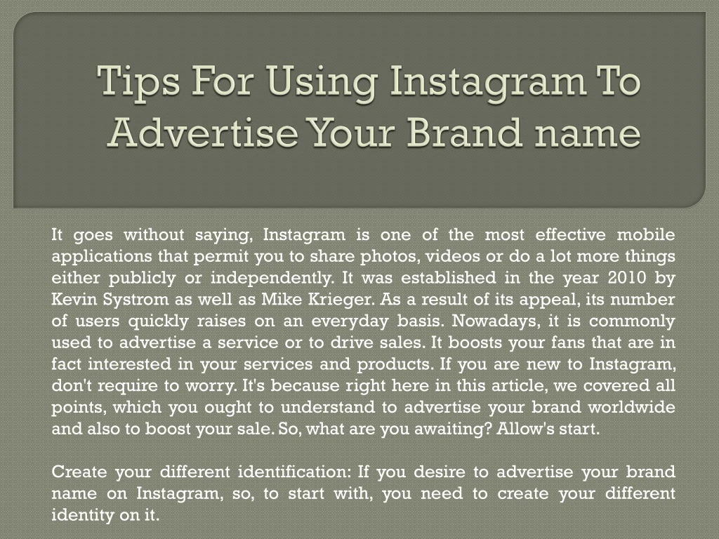 tips for using instagram to advertise your brand name