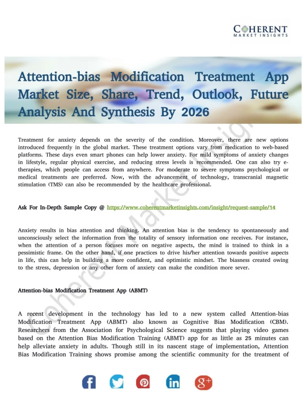 Attention-bias Modification Treatment App Market Opportunities in Grooming Regions By 2026