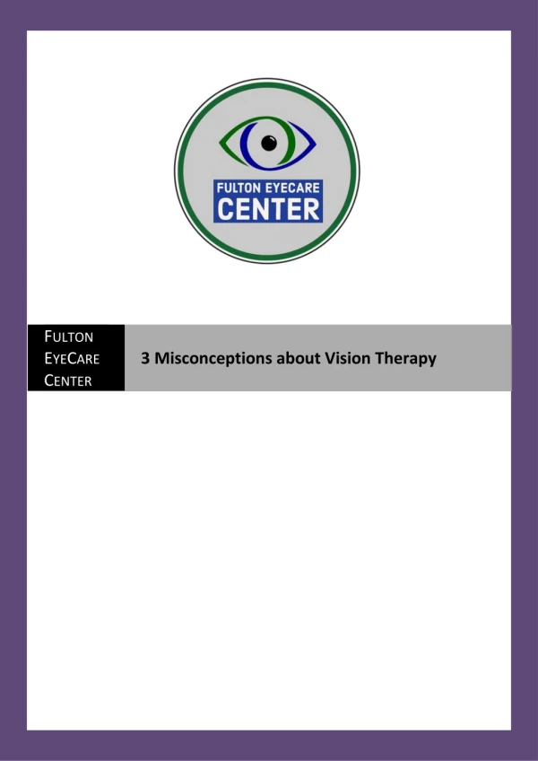 3 Misconceptions about Vision Therapy