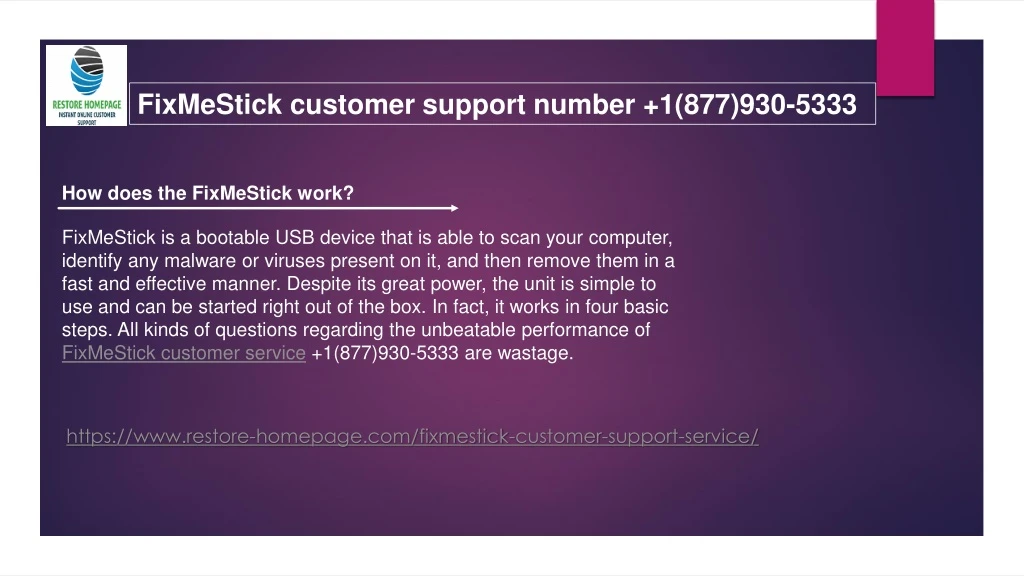 fixmestick customer support number 1 877 930 5333