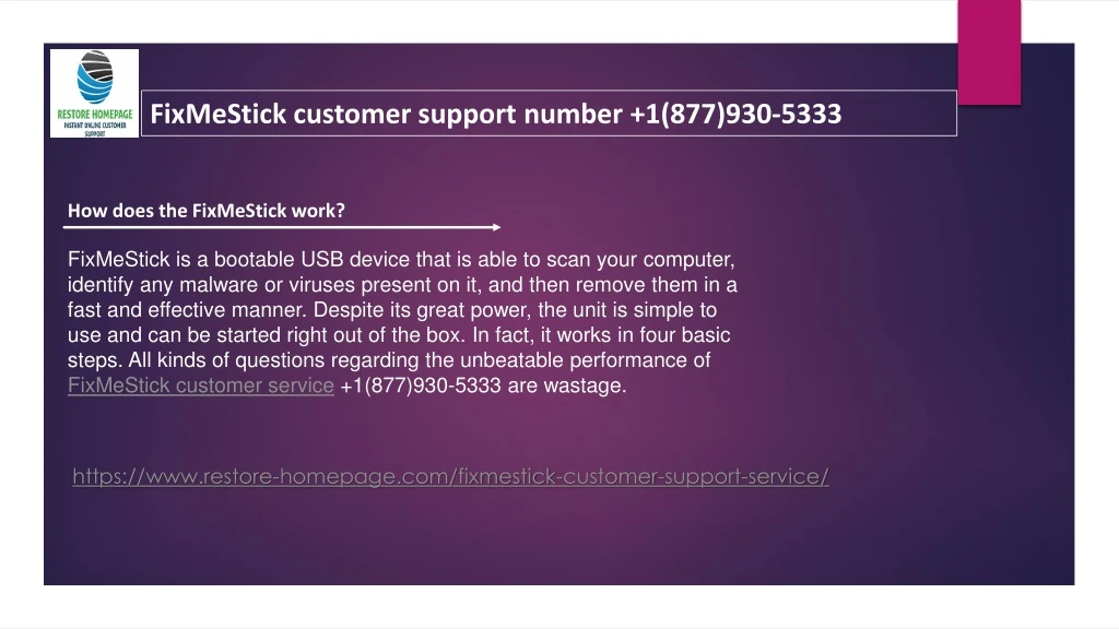 fixmestick customer support number 1 877 930 5333