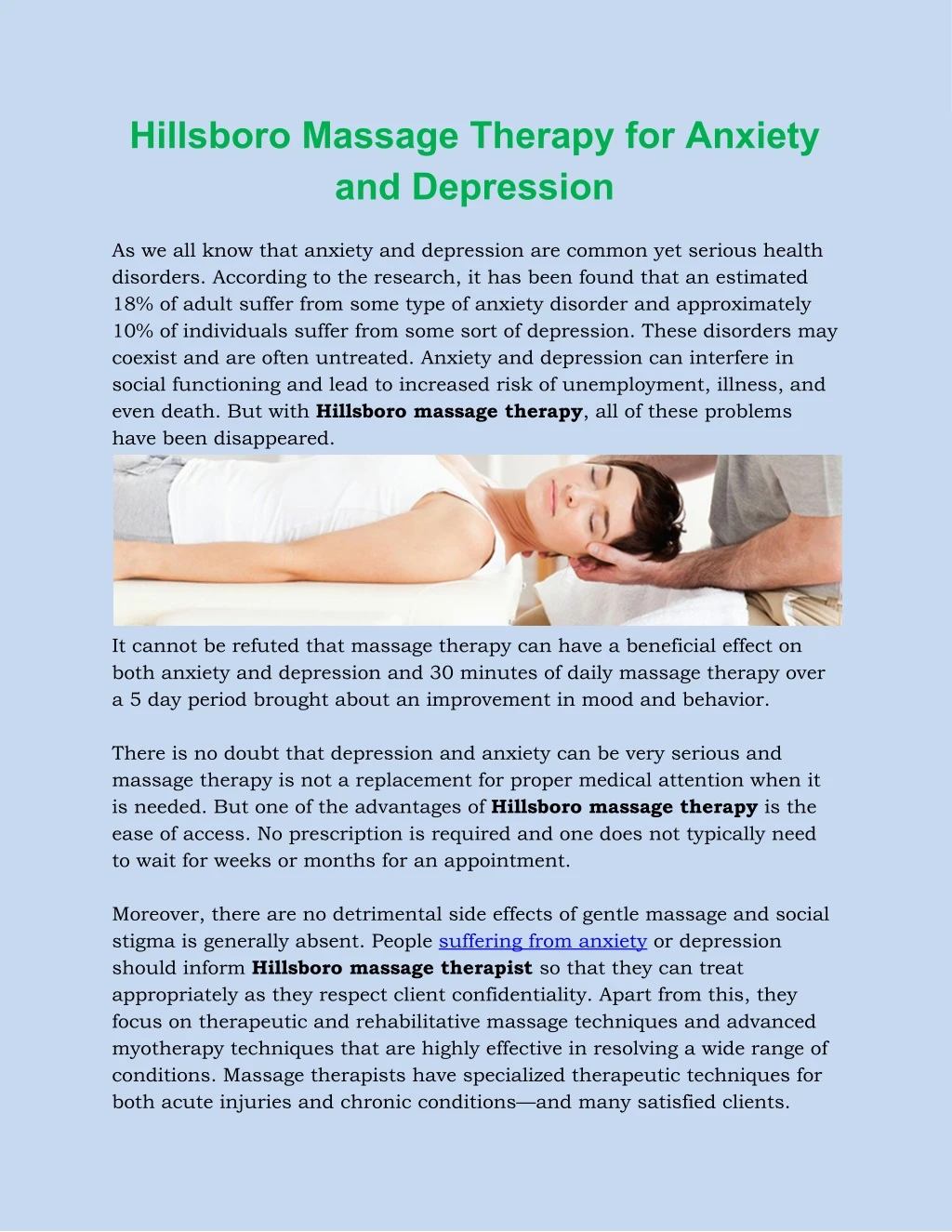 hillsboro massage therapy for anxiety