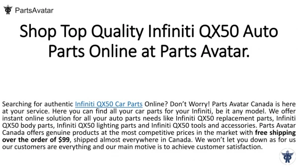 Infiniti QX50 Parts From Top Brands At PartsAvatar.