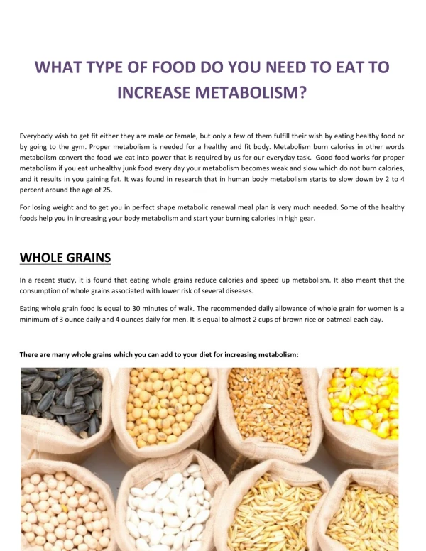 INCREASE YOUR METABOLISM WITH METABOLIC DIET MEAL PLAN
