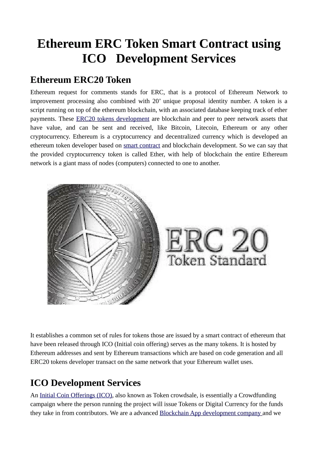 ethereum erc token smart contract using