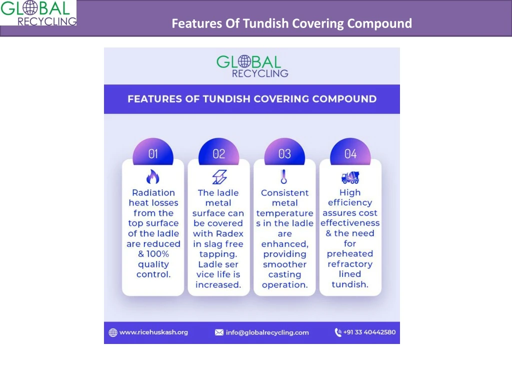 features of tundish covering compound