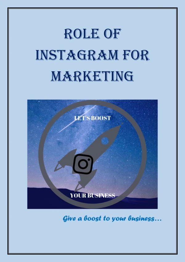 Role of Instagram for marketing