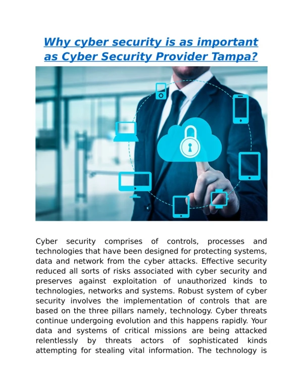 Why cyber security is as important as Cyber Security Provider Tampa