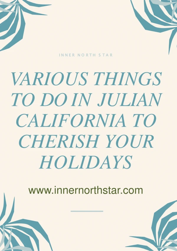 Various Things To Do in Julian California To Cherish Your Holidays