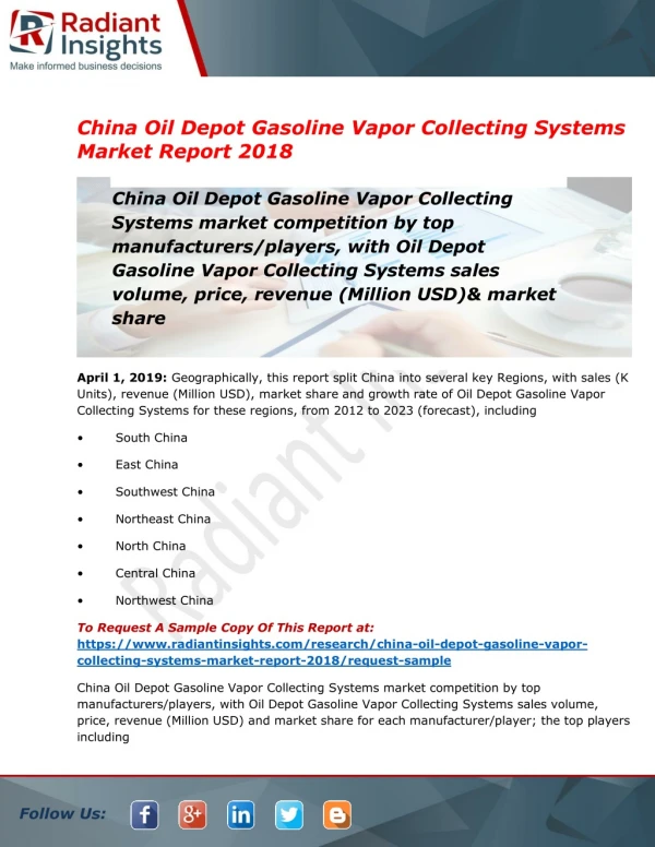 China Oil Depot Gasoline Vapor Collecting Systems Market Report By Supply, Demand & Growth |Doule, Dover