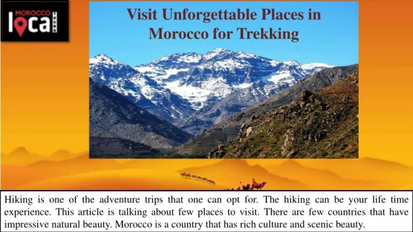 Visit Unforgettable Places in Morocco for Trekking