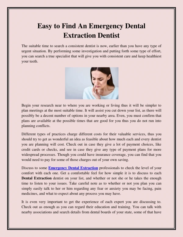 Easy to Find An Emergency Dental Extraction Dentist