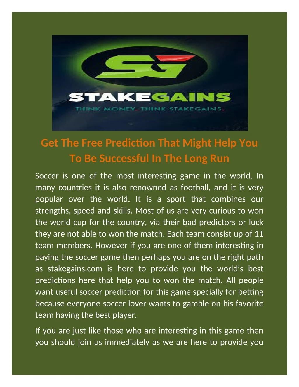 get the free prediction that might help