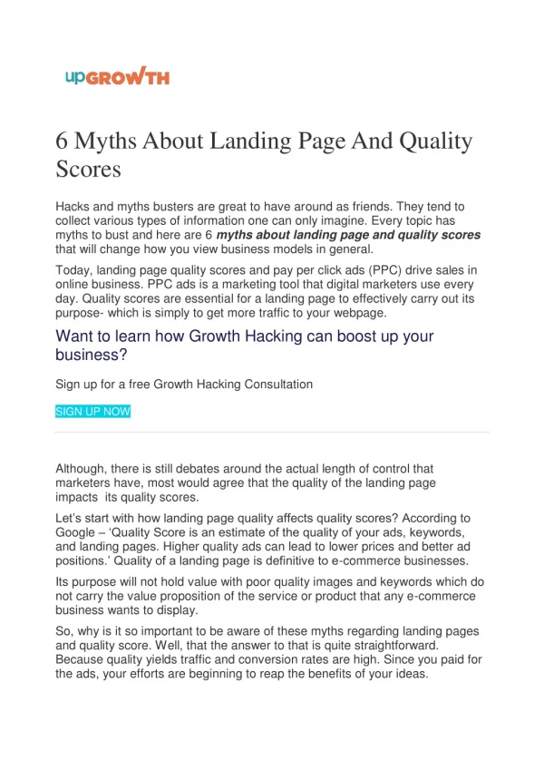 6 Myths About Landing Page And Quality Scores