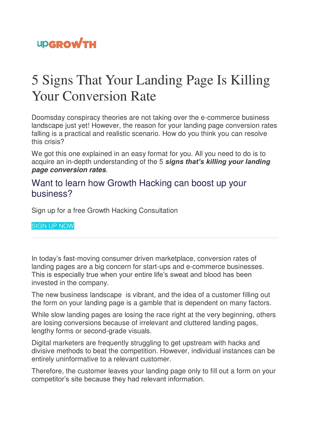 5 signs that your landing page is killing your
