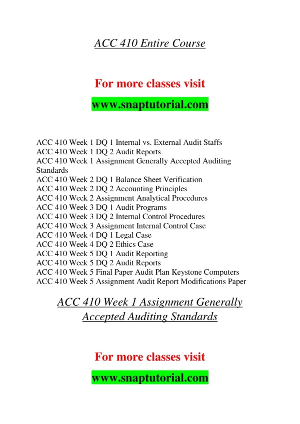 ACC 410 Enhance teaching-snaptutorial.com