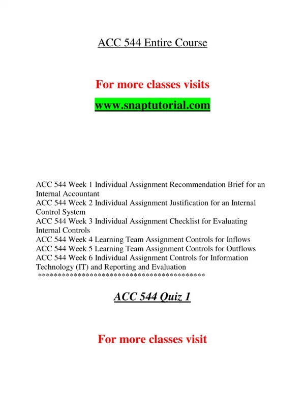 ACC 544 Enhance teaching-snaptutorial.com