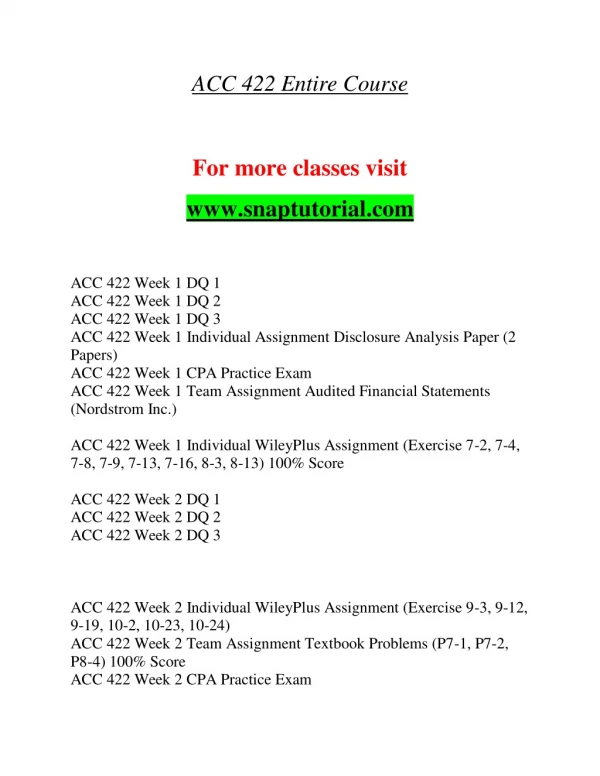 ACC 422 Enhance teaching-snaptutorial.com
