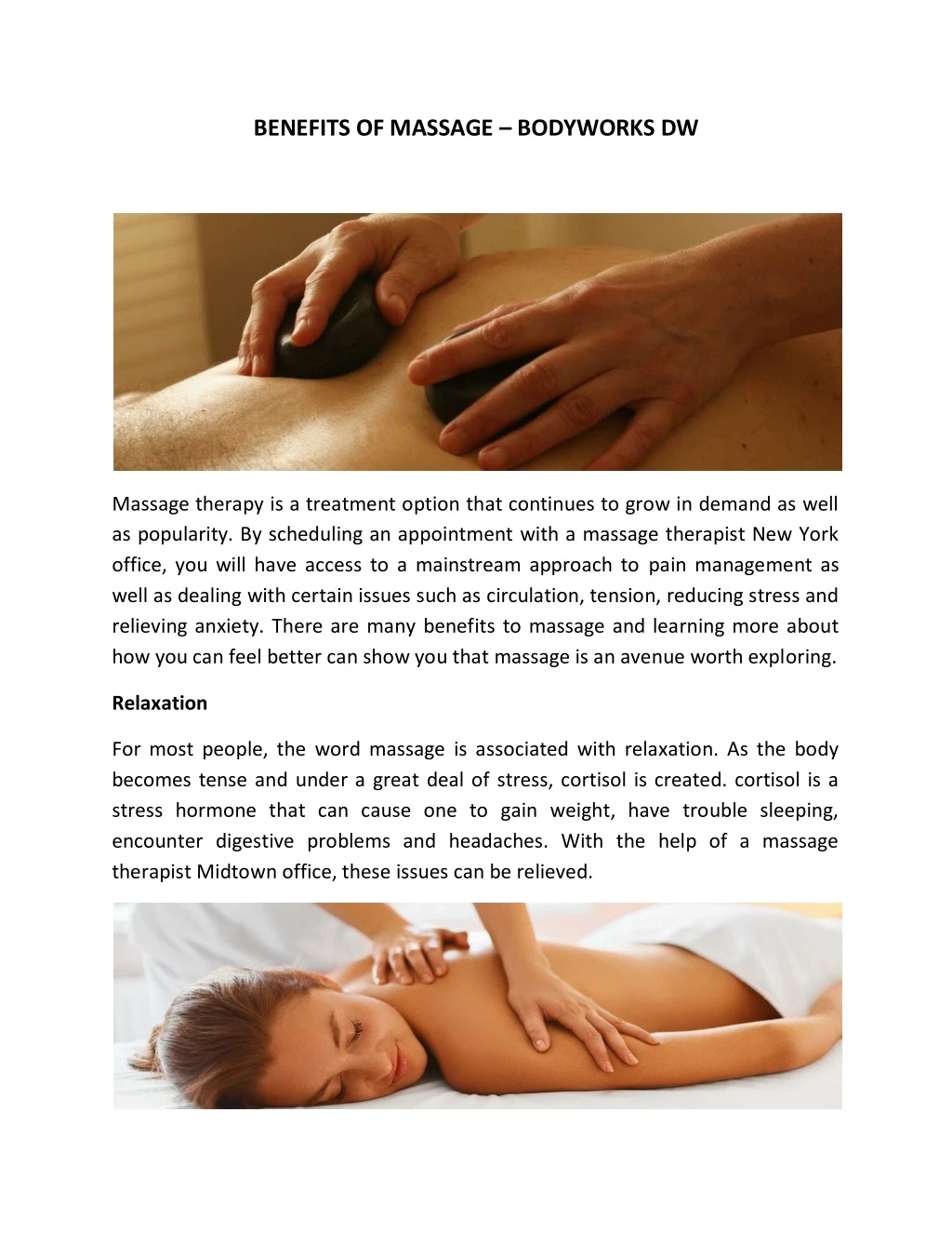 benefits of massage bodyworks dw