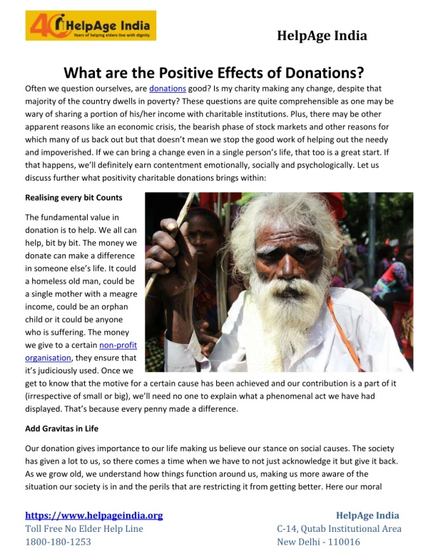 What are the Positive Effects of Donations?