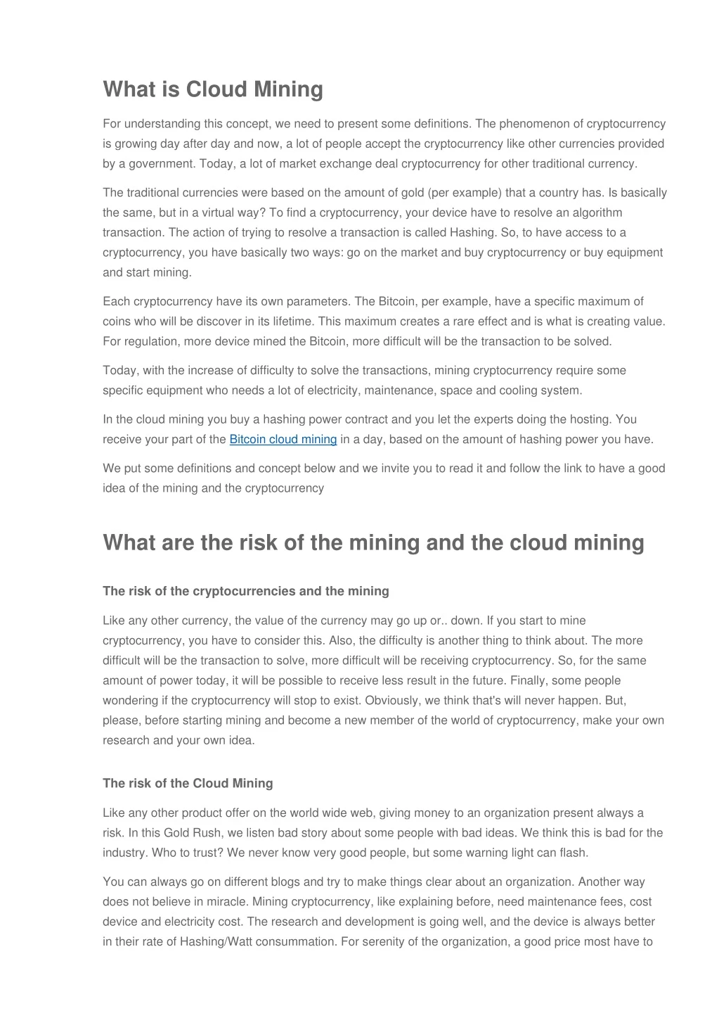 what is cloud mining