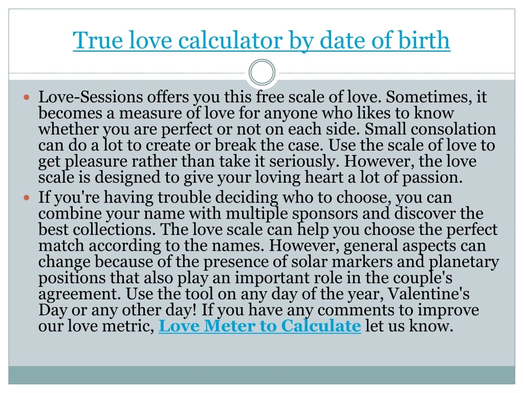 true love calculator by date of birth