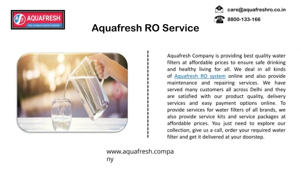 Latest Aquafresh RO System
