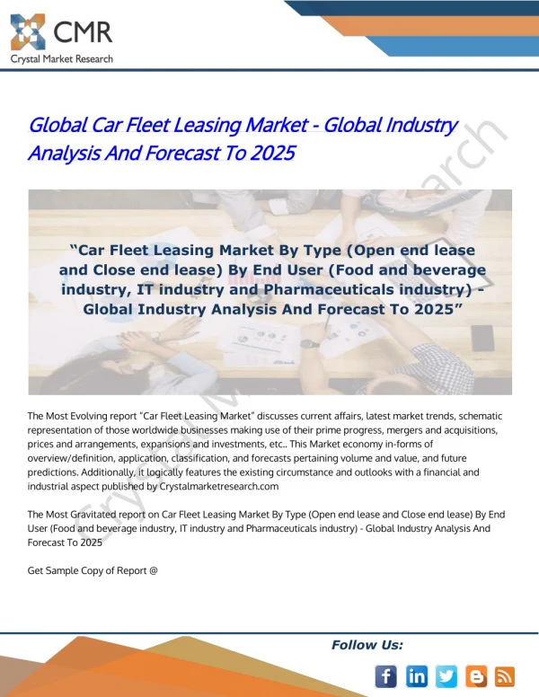 Global car fleet leasing market - Global Industry Analysis And Forecast To 2025