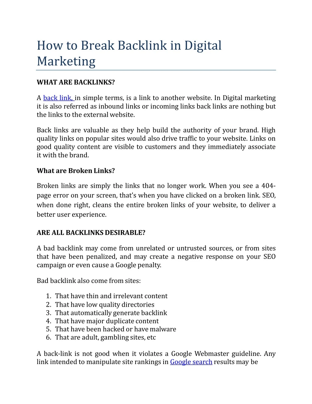how to break backlink in digital marketing