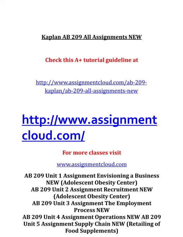 AB 209 All Assignments NEW