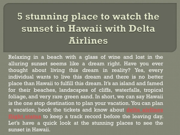 5 stunning place to watch the sunset in Hawaii with Delta Airlines