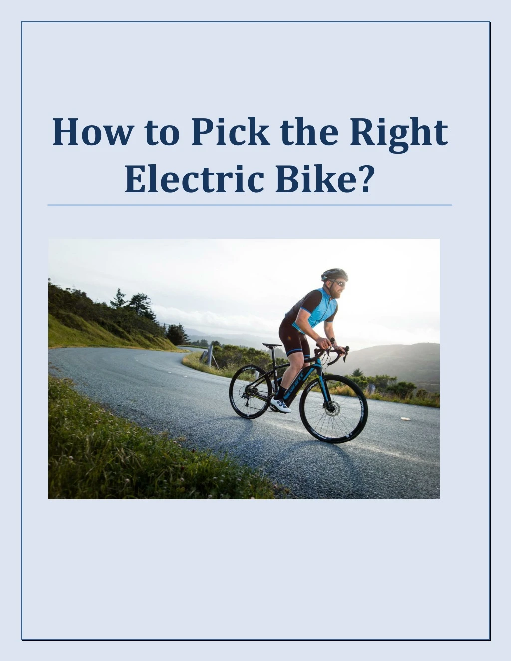 how to pick the right electric bike