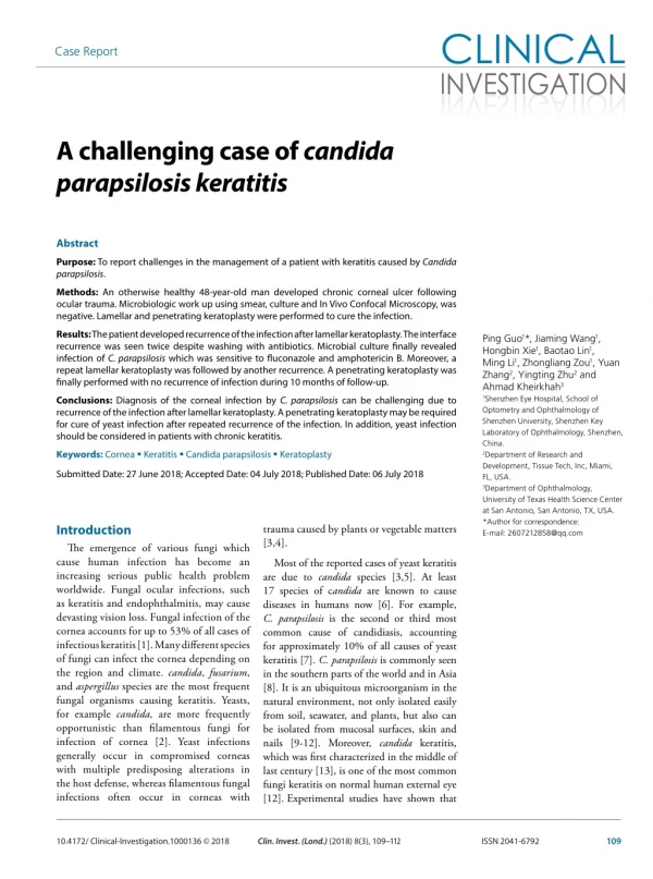 A challenging case of candida parapsilosis keratitis