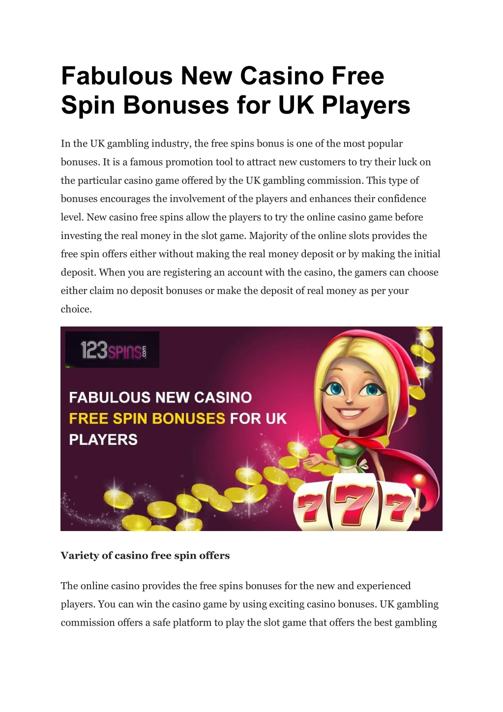 fabulous new casino free spin bonuses