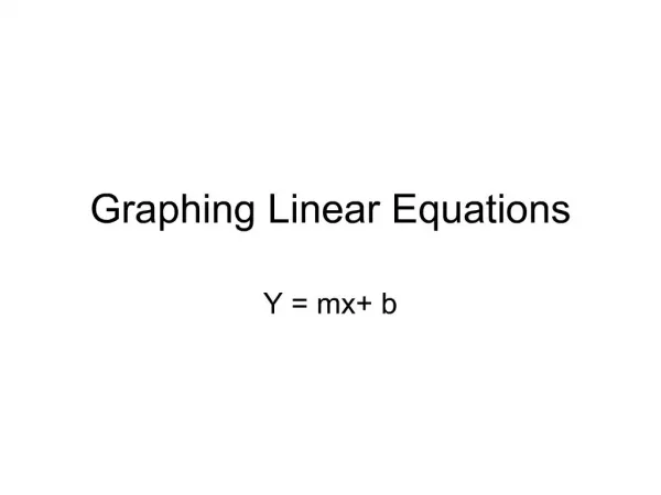 Graphing Linear Equations