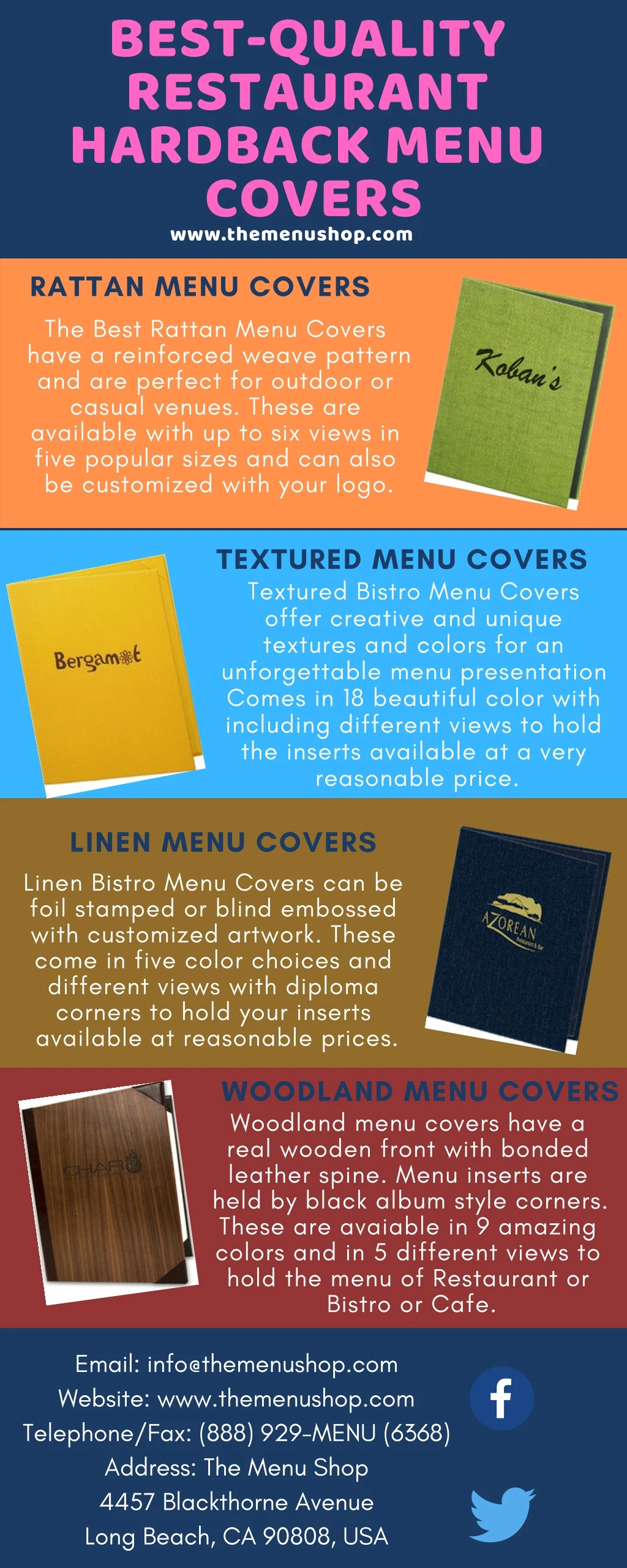 best quality restaurant hardback menu covers