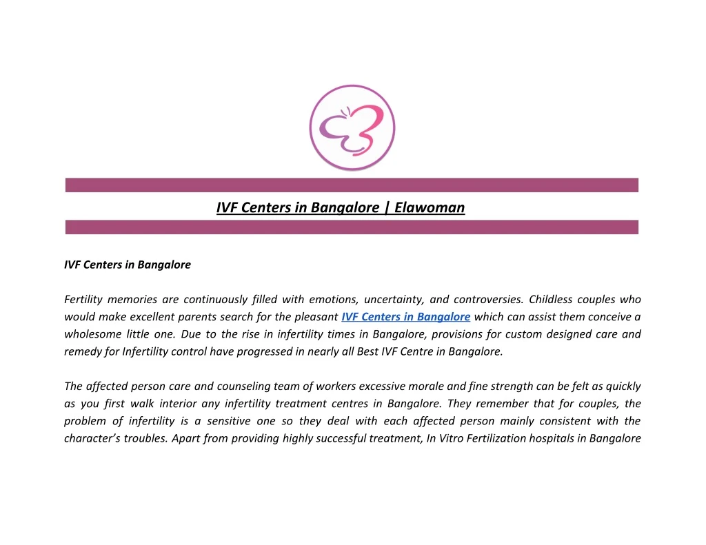 ivf centers in bangalore elawoman