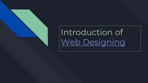 Introduction of web desiging