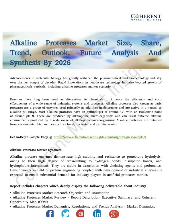 Alkaline Proteases Market Current and Future Growth Forecast to 2026