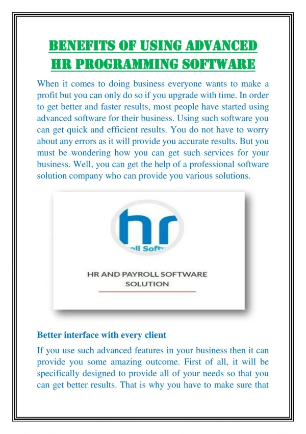 Benefits of Using Advanced HR Programming Software