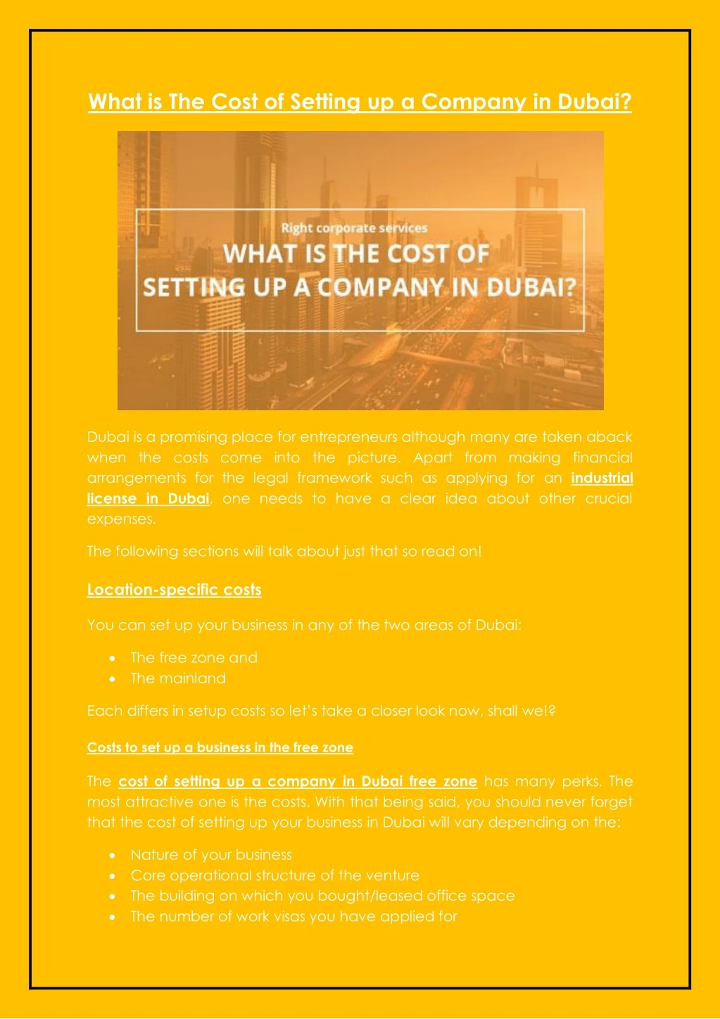 what is the cost of setting up a company in dubai