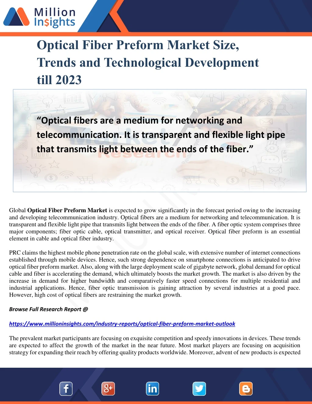 optical fiber preform market size trends