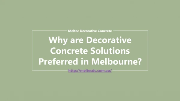 Why are Decorative Concrete Solutions Preferred in Melbourne?